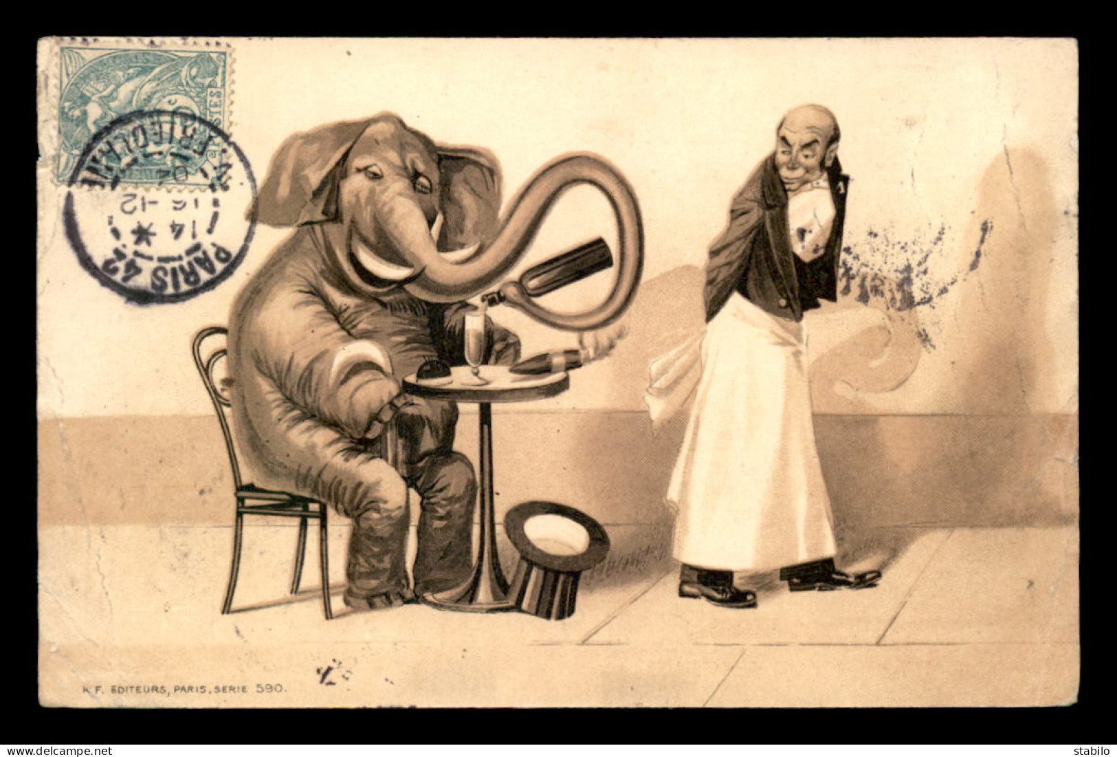 ANIMAUX - ELEPHANTS - ILLUSTRATEUR ROGER -K.F. EDITEURS, PARIS,  SERIE 590 - 6 CARTES EN L'ETAT  - Elefanti