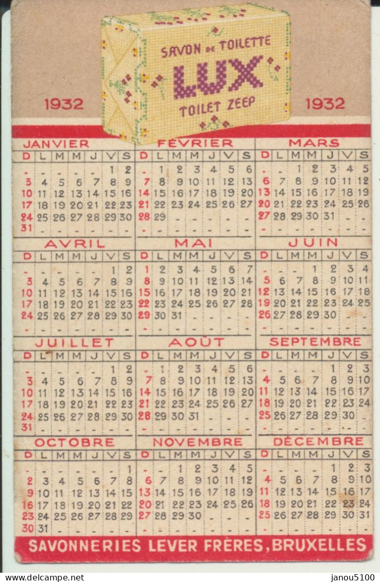 VIEUX PAPIERS    CALENDRIER   ( PETIT FORMAT)  -( 1921-1940)       1932  MISS UNIVERS  -  NETTA DUCHATEAU. - Kleinformat : 1921-40