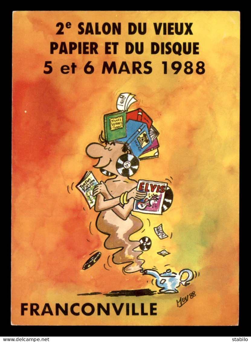 2E SALON DU VIEUX PAPIER ET DU DISQUE MARS 1988 A FRANCONVILLE - DESSIN DE MOV - Bourses & Salons De Collections