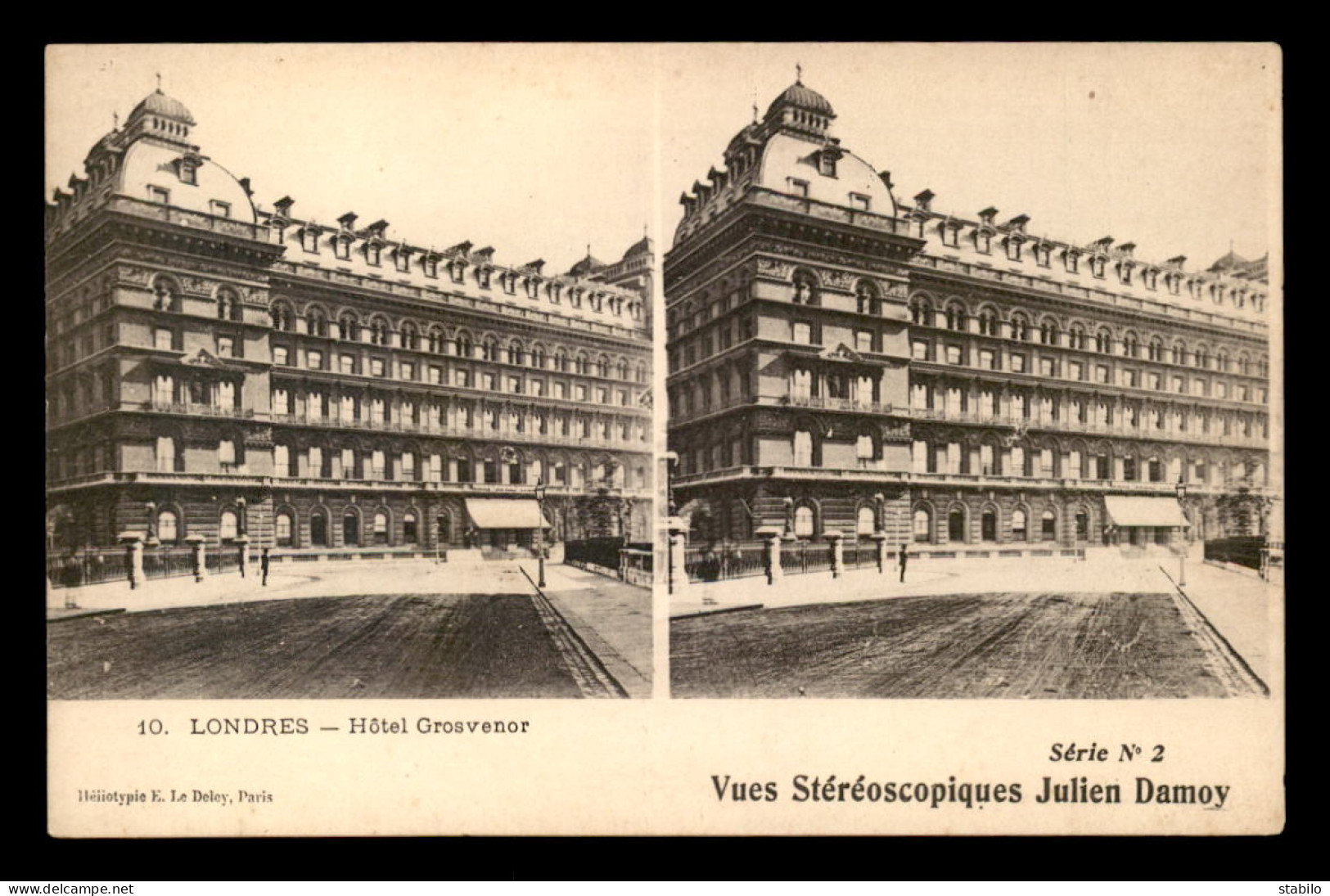 CARTES STEREOSCOPIQUES - LONDRES - HOTEL GROSVENOR - VUES JULIEN DAMOY - Stereoskopie
