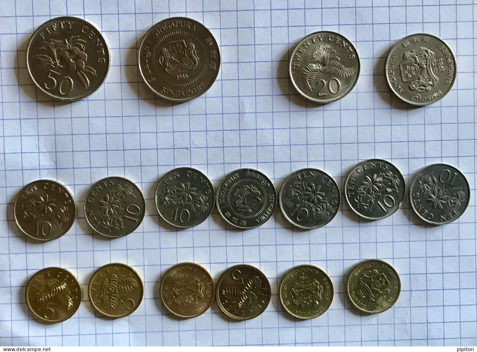 Lot De 17 Pièces De Monnaie Singapour De 5c, 10c, 20c Et 50c - Singapur