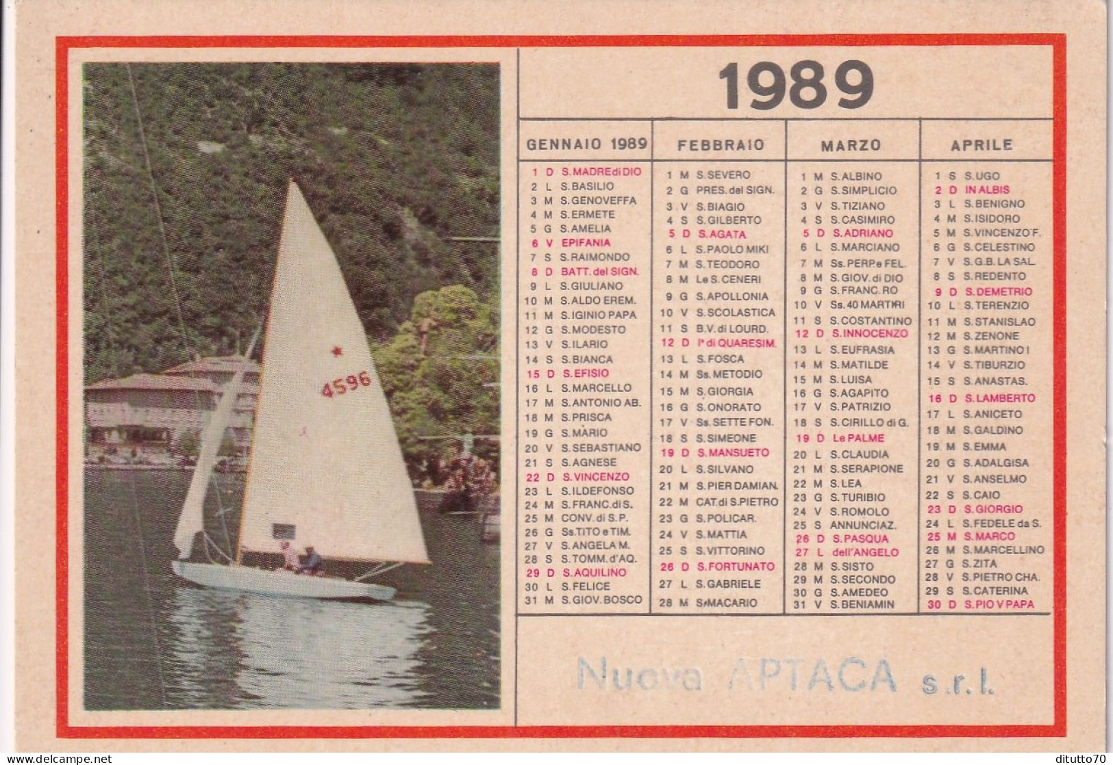 Calendarietto - Nuova Aptaca - Anno 1989 - Tamaño Pequeño : 1981-90