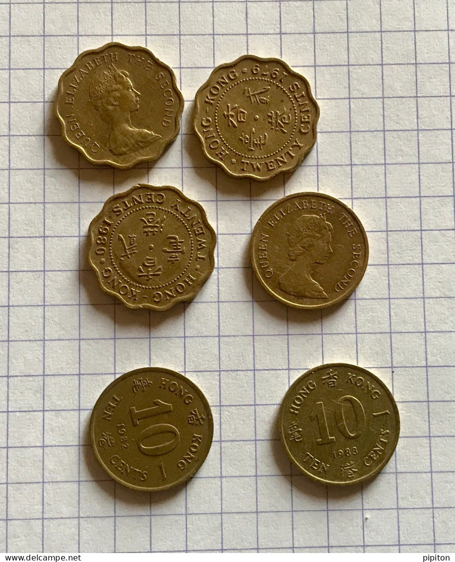 Lot 6 Pièces De Hong Kong 10 Cents Et 20 Cents - Hong Kong