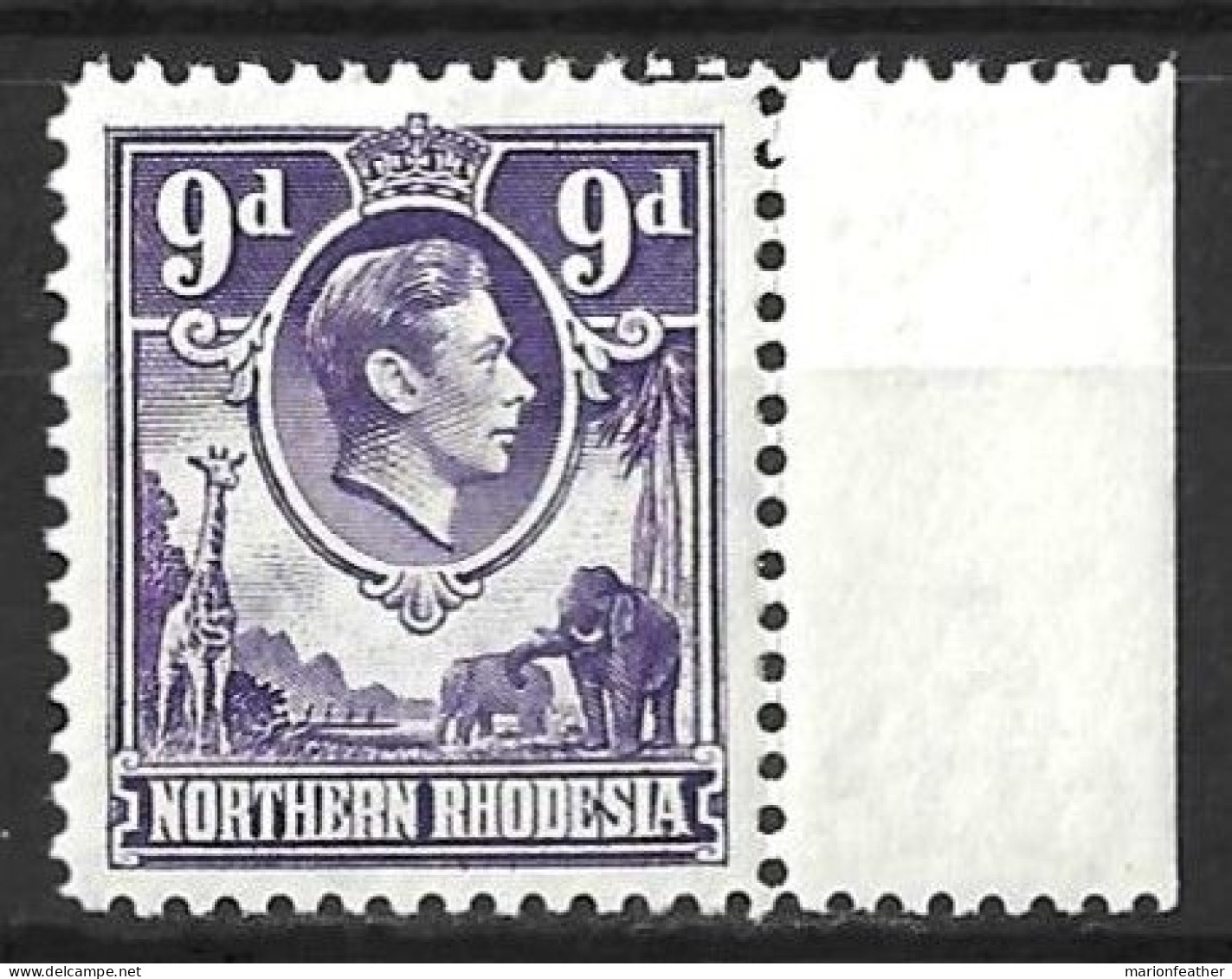 NORTHERN RHODESIA...KING GEORGE VI..(1936-52..)......9d.....WITH GUIDE  MARK ,TOP RIGHT..........MH... - Rodesia Del Norte (...-1963)