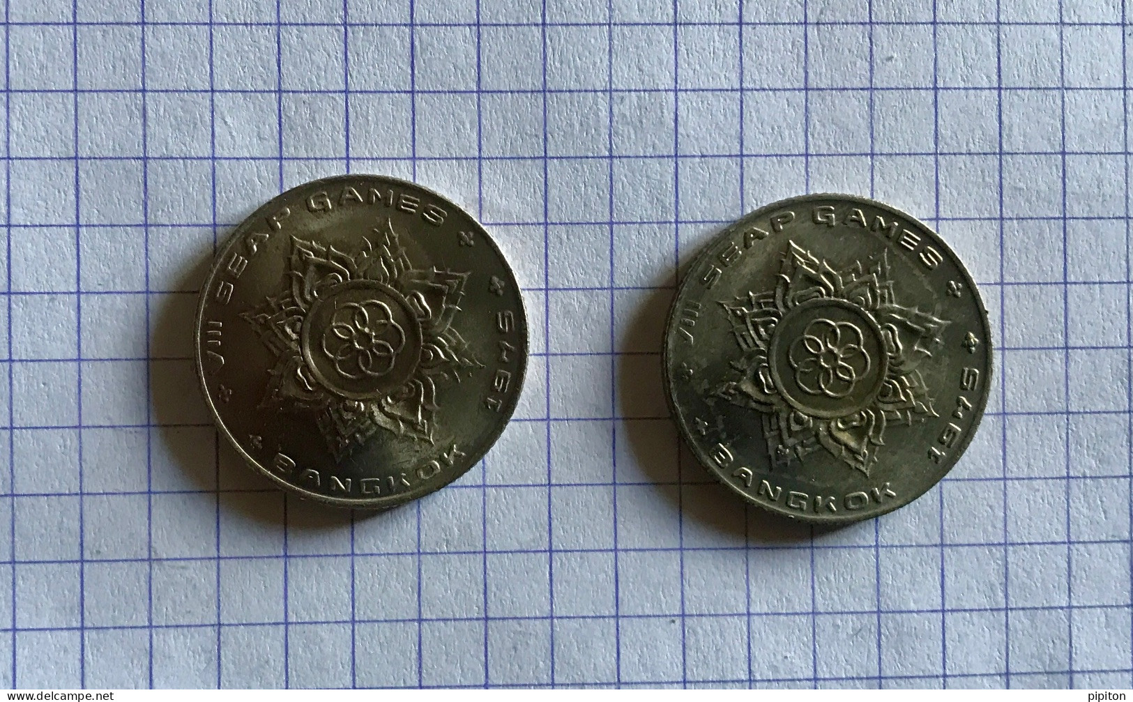 2 Pièces De Bangkok 1 Baht 1975 - Thaïlande