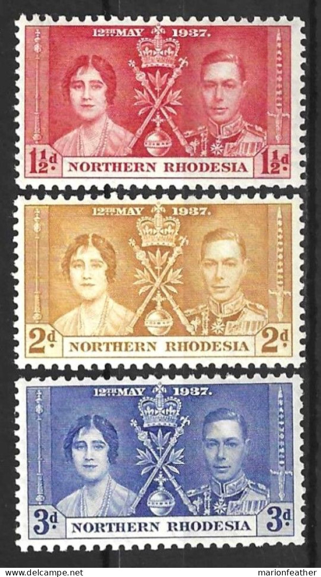 NORTHERN RHODESIA...KING GEORGE VI..(1936-52..).....OMNIBUS.....CORONATION SET OF 3..........MH... - Northern Rhodesia (...-1963)