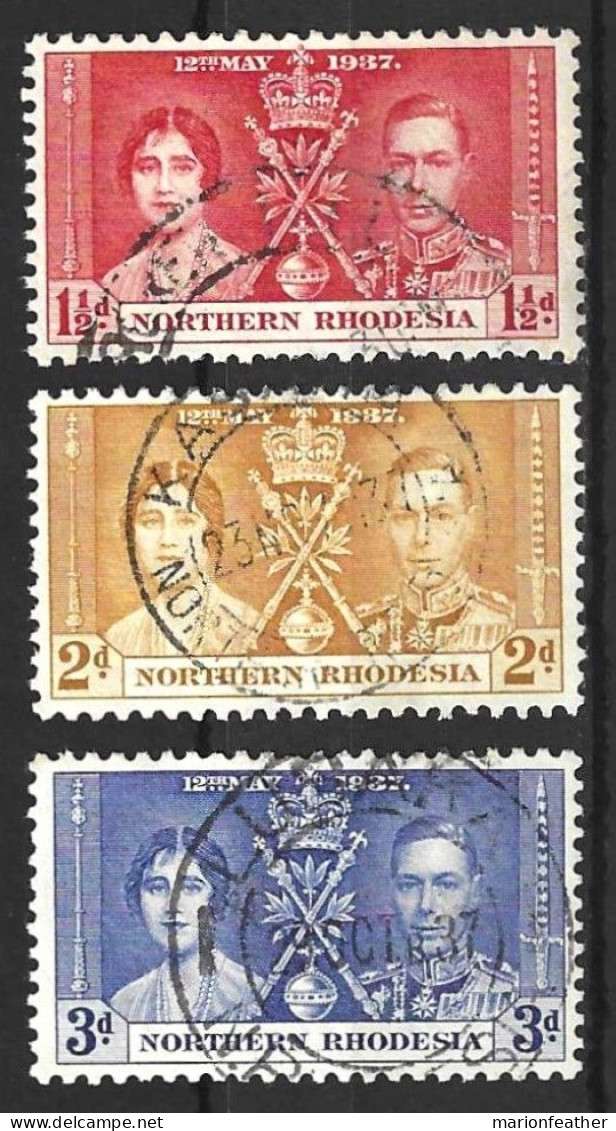 NORTHERN RHODESIA...KING GEORGE..VI..(1936-52..).....OMNIBUS.....CORONATION SET OF 3.........CDS....VFU.... - Nordrhodesien (...-1963)