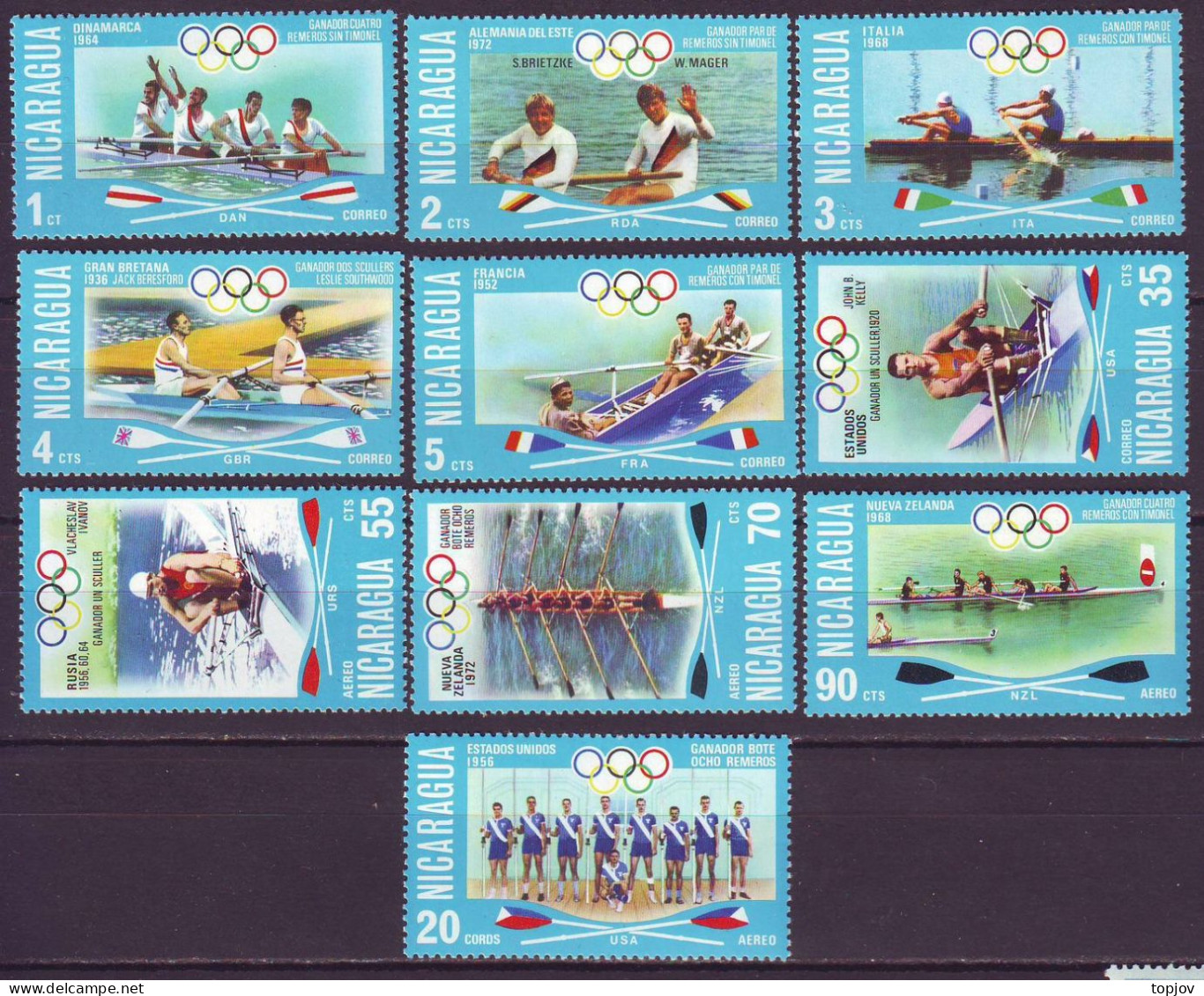 NICARAGUA - ROWING SET+PERF+IMPER MS - **MNH -  1976 - Rowing