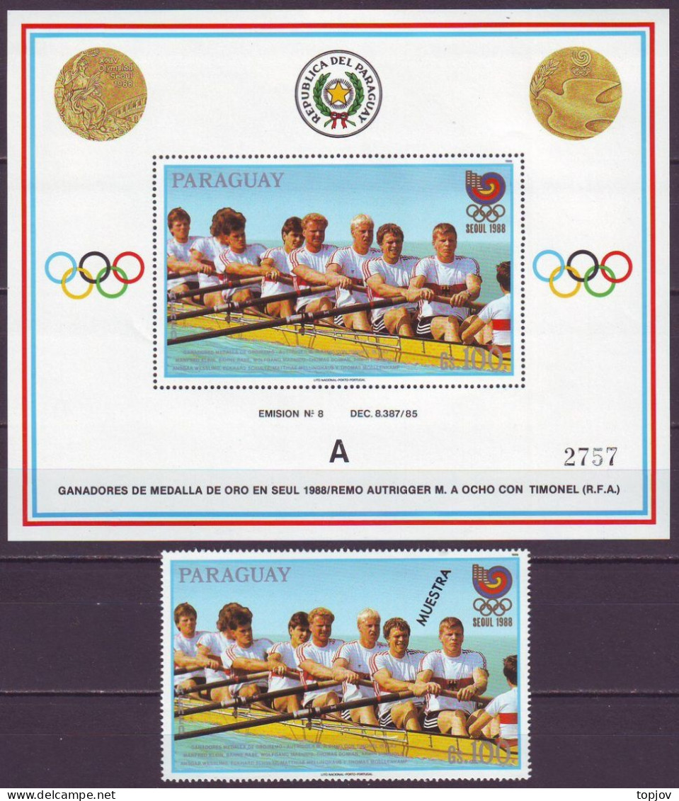 PARAGUAY - ROWING MS + MUESTRA STAMP - **MNH -  1988 - Rowing