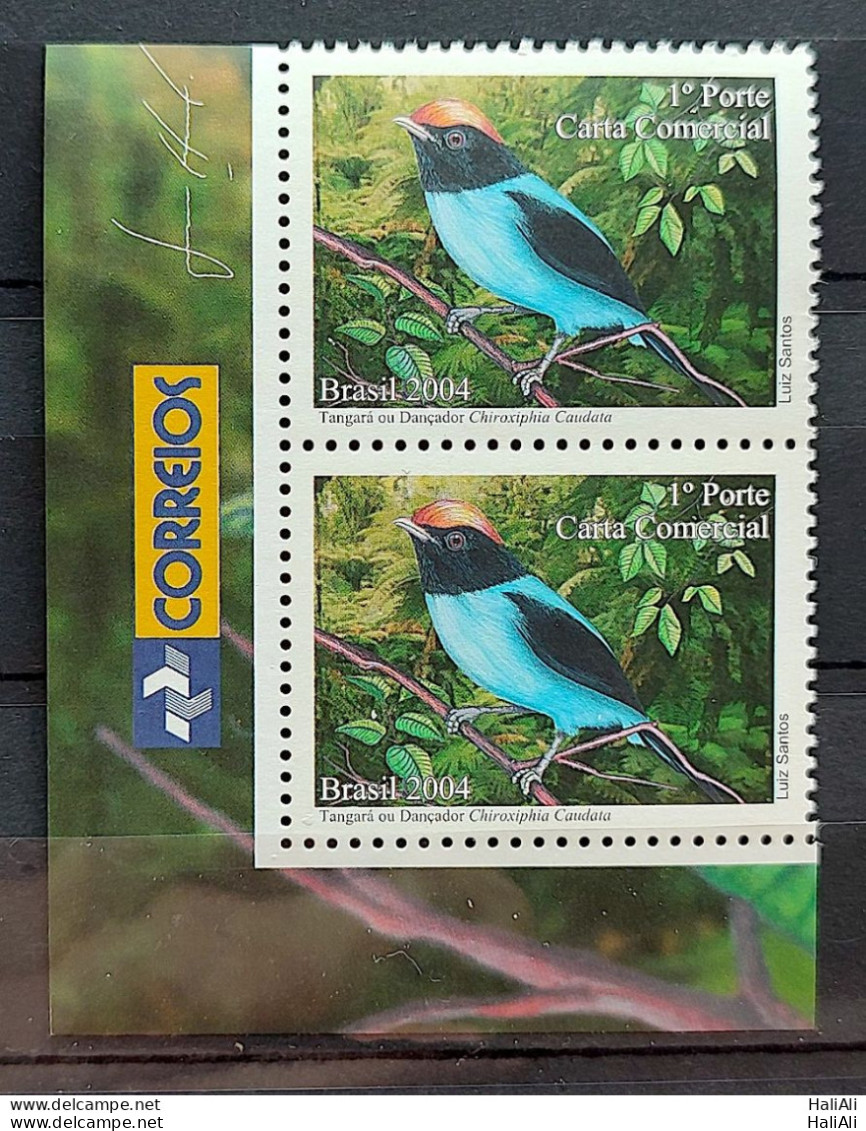 C 2596 Brazil Depersonalized Stamp Dancer Tangara Bird Fauna 2004 Double Vignette Correios - Personalized Stamps