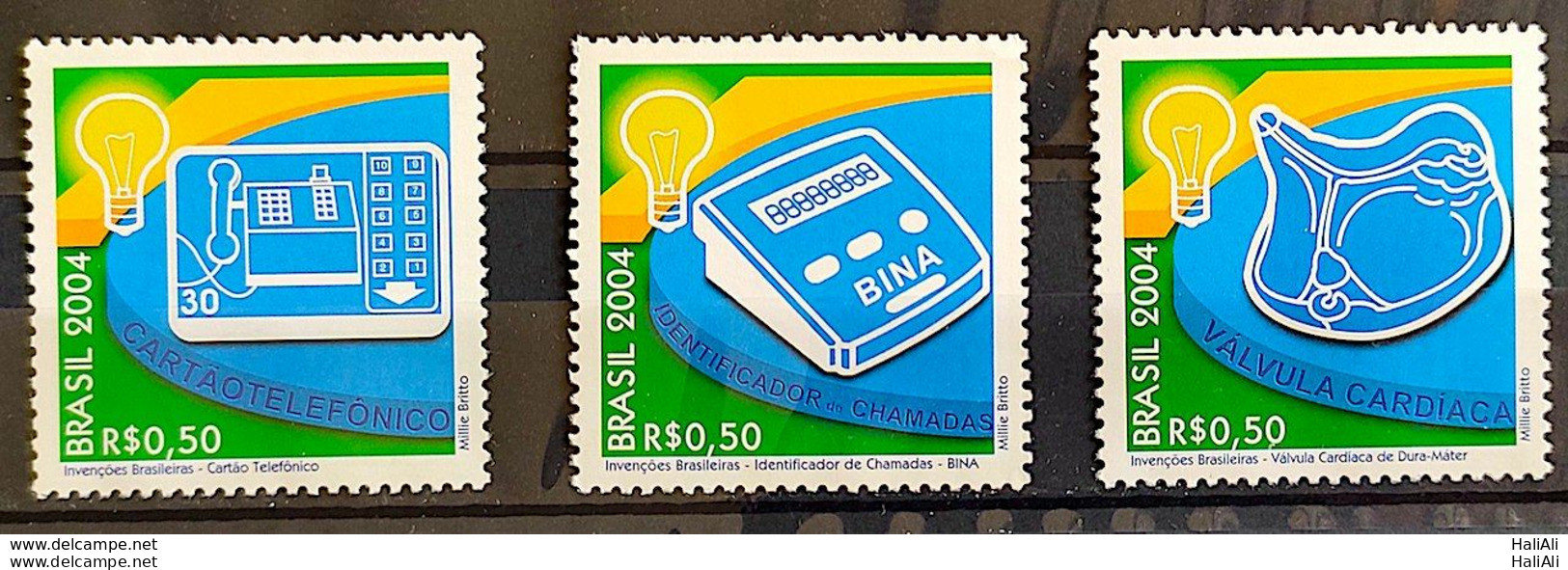 C 2583 Brazil Stamp Inventions Bina Card Phone Heart Valve Communication 2004 Complete Series - Unused Stamps