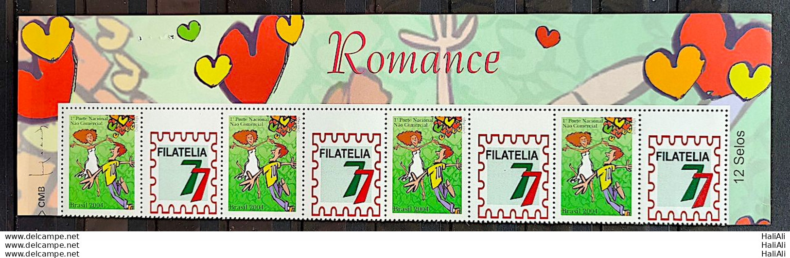 C 2558 Brazil Personalized Stamp Romance Hug 2004 3 With Vignette - Personnalisés