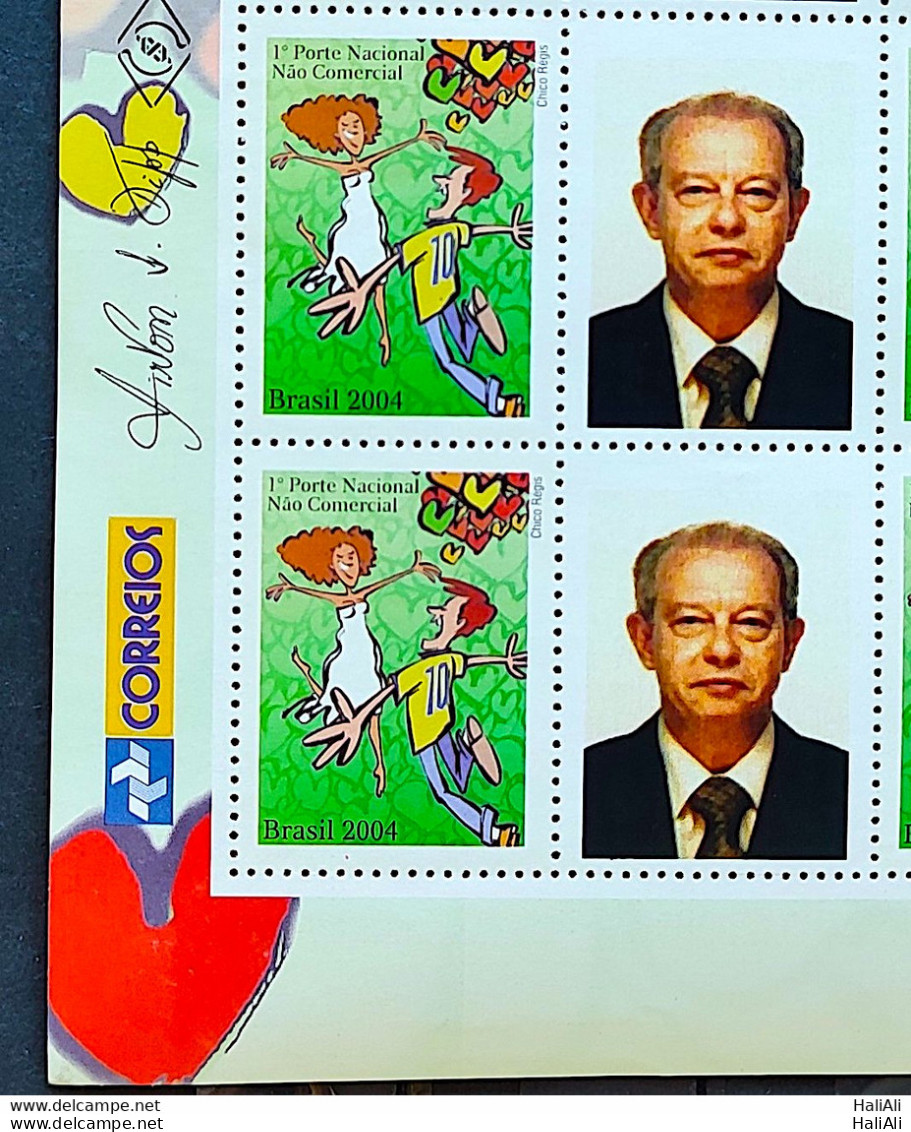 C 2558 Brazil Personalized Stamp Romance 2004 Old Man Block Of 4 Vignette Correios - Gepersonaliseerde Postzegels