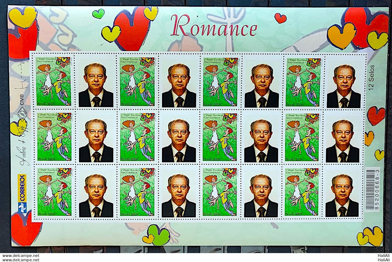 C 2558 Brazil Personalized Stamp Romance 2004 Sheet - Personnalisés