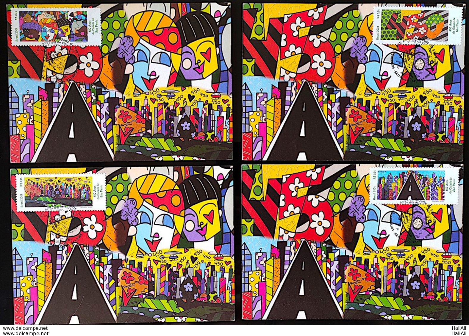 Brazil Maximum Card 2004 450 Years Of Sao Paulo Romero Britto Art Postcard CBC SP - Sonstige & Ohne Zuordnung