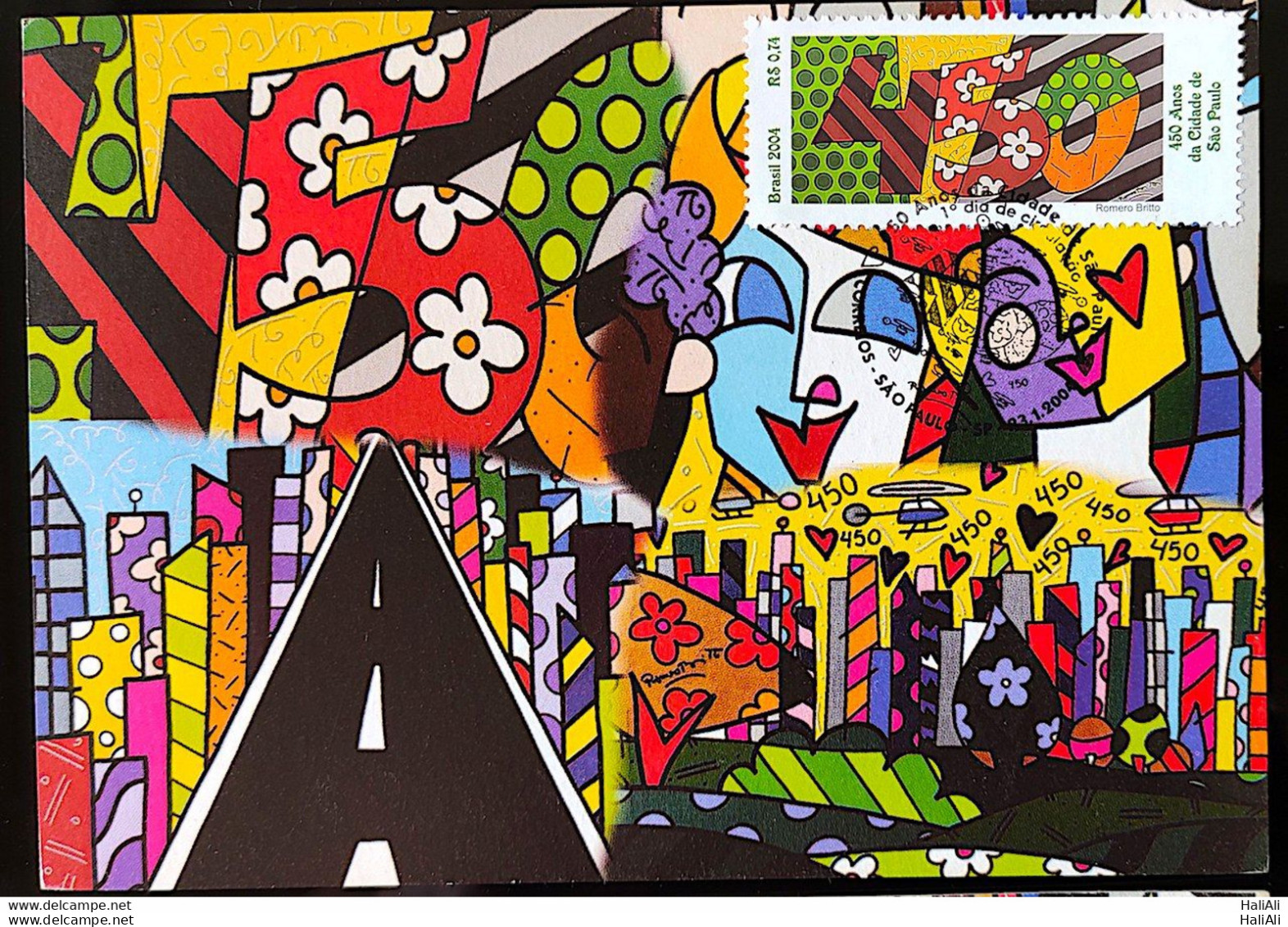 Brazil Maximum Card 2004 450 Years Of Sao Paulo Romero Britto Art Postcard CBC SP - Altri & Non Classificati