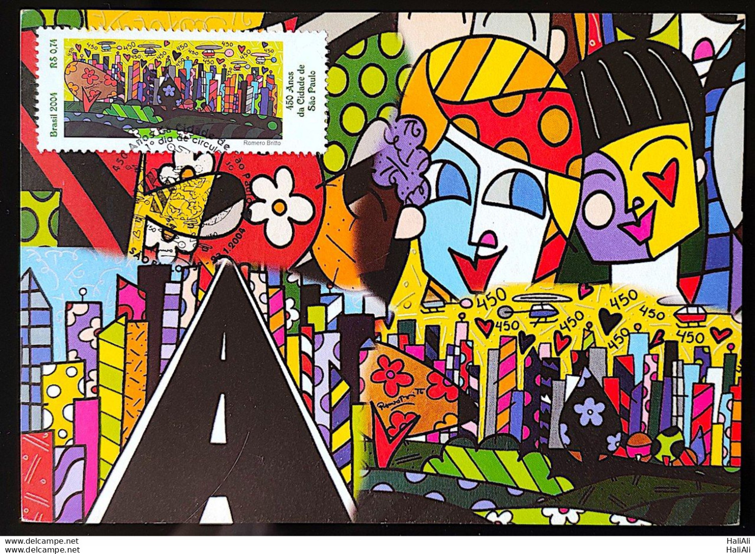 Brazil Maximum Card 2004 450 Years Of Sao Paulo Romero Britto Art Postcard CBC SP - Other & Unclassified