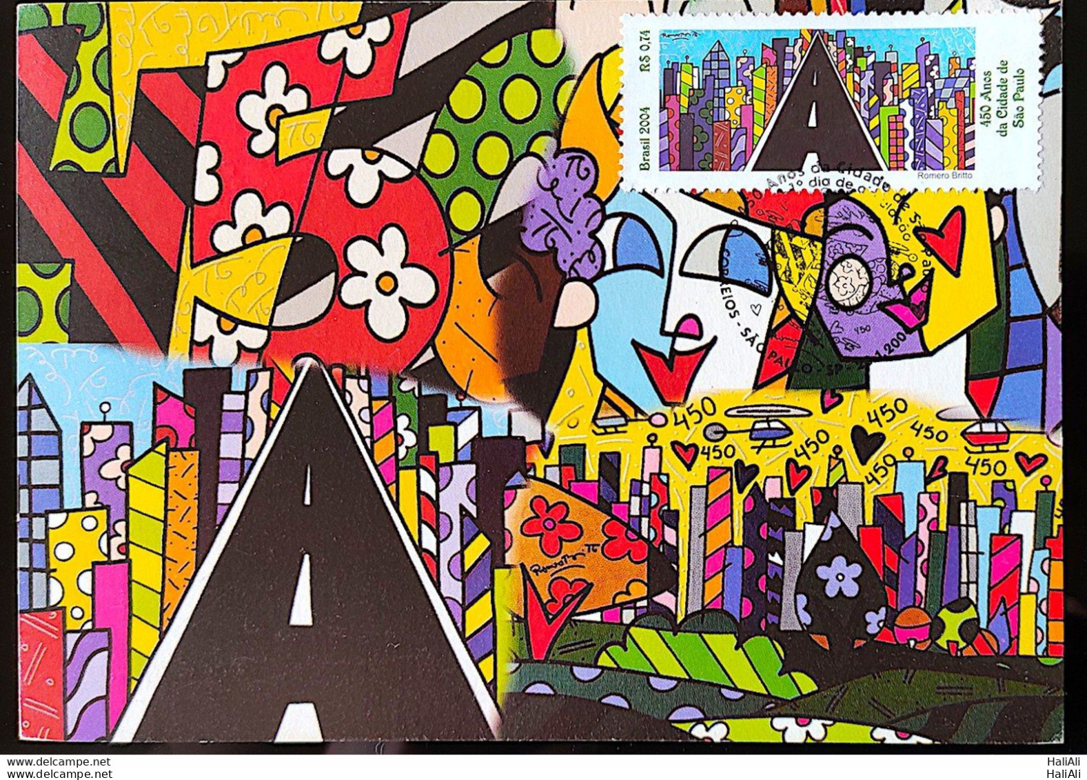 Brazil Maximum Card 2004 450 Years Of Sao Paulo Romero Britto Art Postcard CBC SP - Other & Unclassified