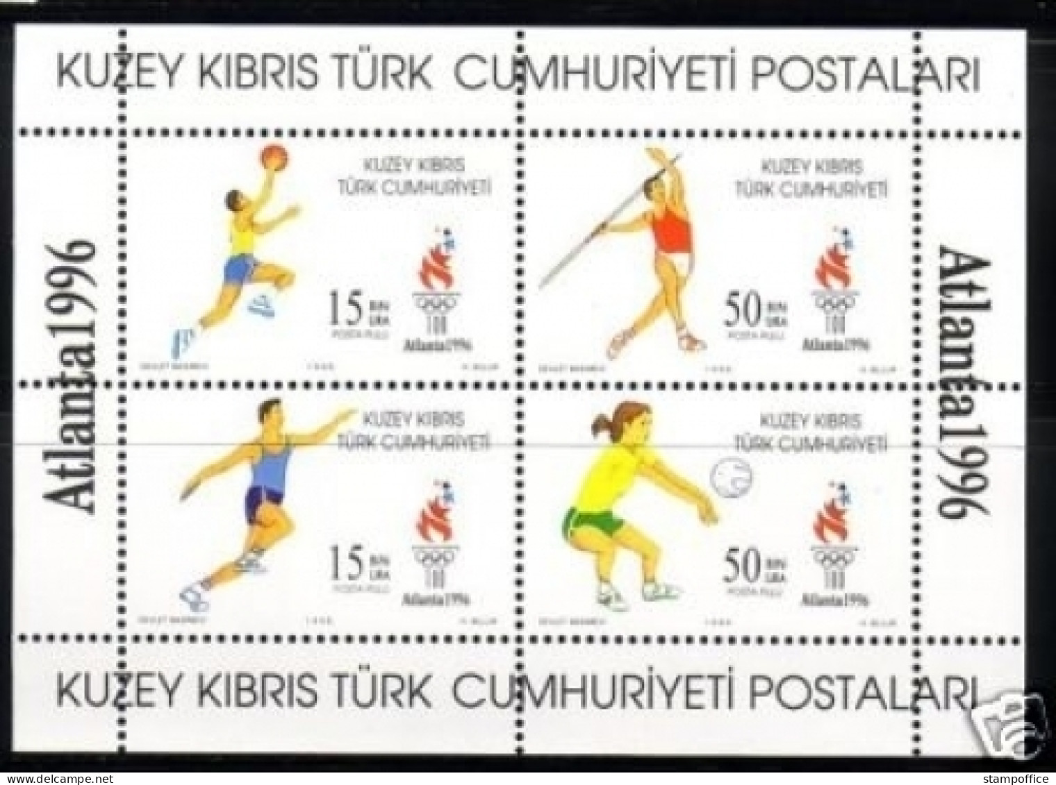 TÜRKISCH ZYPERN BLOCK 16 POSTFRISCH(MINT) OLYMPISCHE SOMMERSPIELE ATLANTA 1996 - Zomer 1996: Atlanta