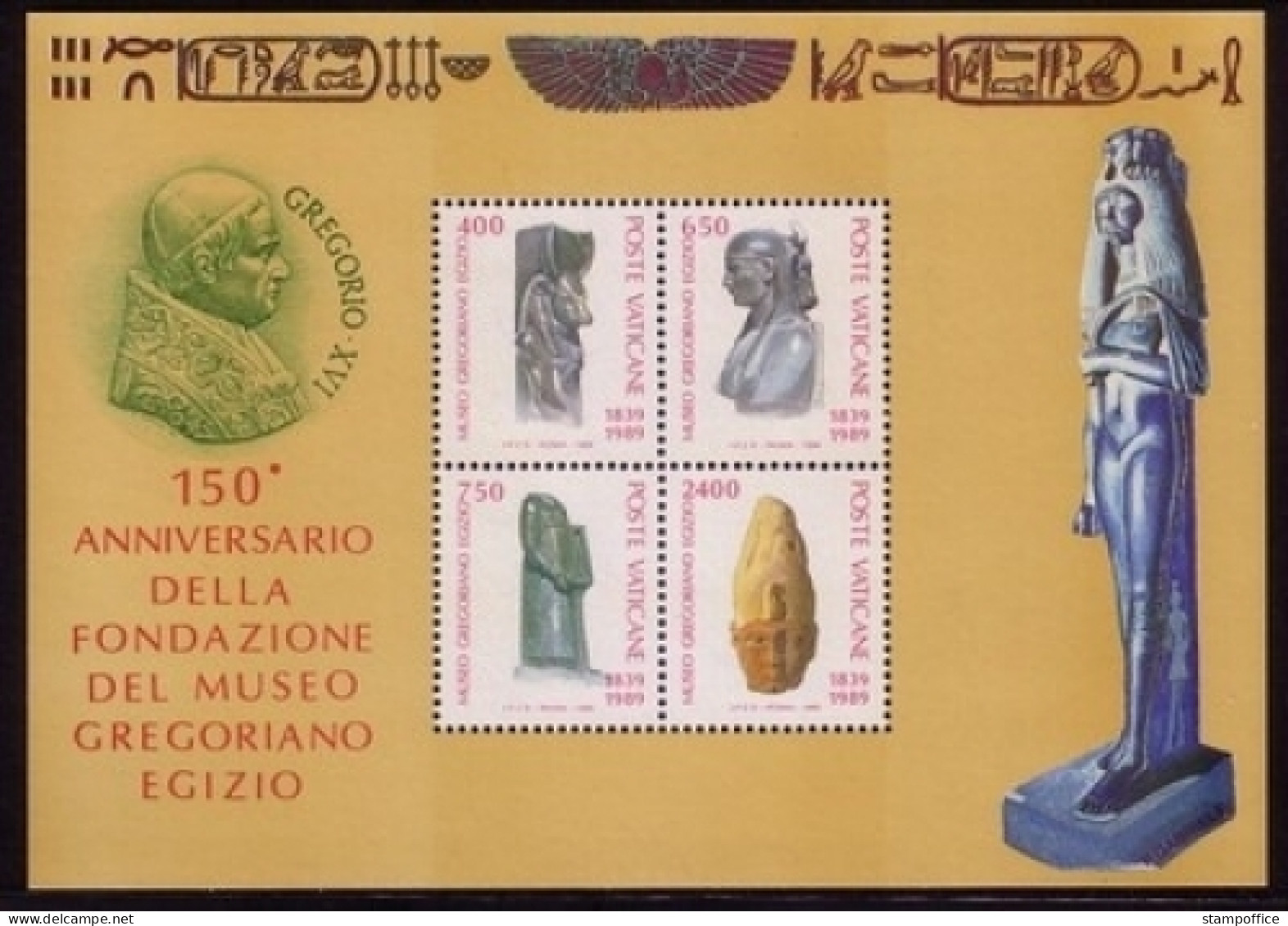 VATIKAN BLOCK 11 POSTFRISCH(MINT) 150 JAHRE ÄGYPTISCHES MUSEUM IM VATIKAN 1989 - Blokken & Velletjes