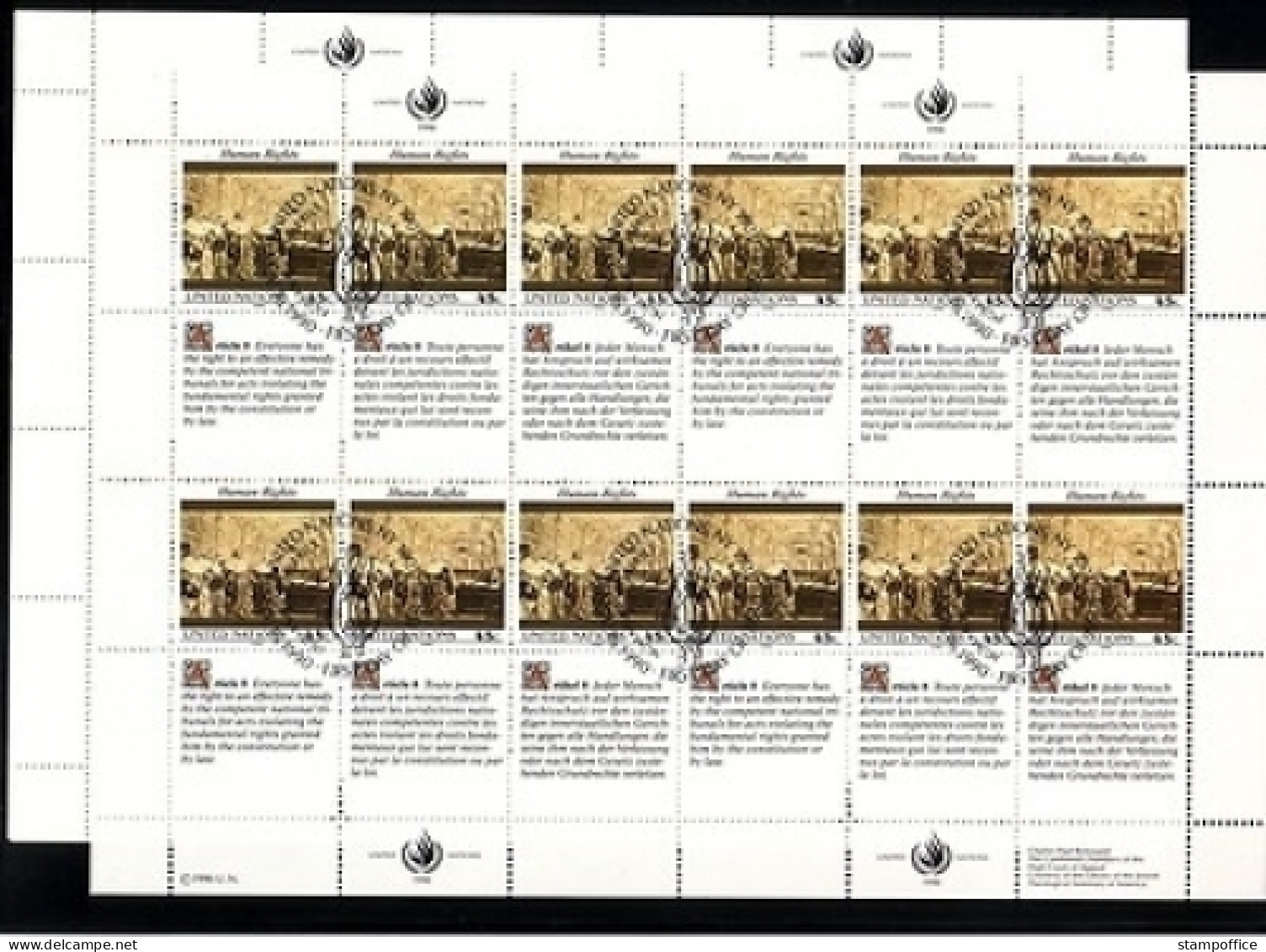 UNO NEW YORK MI-NR. 606-607 GESTEMPELT(USED) KLEINBOGENSATZ 1990 MENSCHENRECHTE (II) - Blocs-feuillets