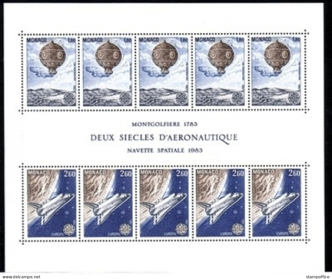 MONACO BLOCK 23 POSTFRISCH(MINT) EUROPA-CEPT 1983 - MONTGOLFIERE RAUMFÄHRE - 1983