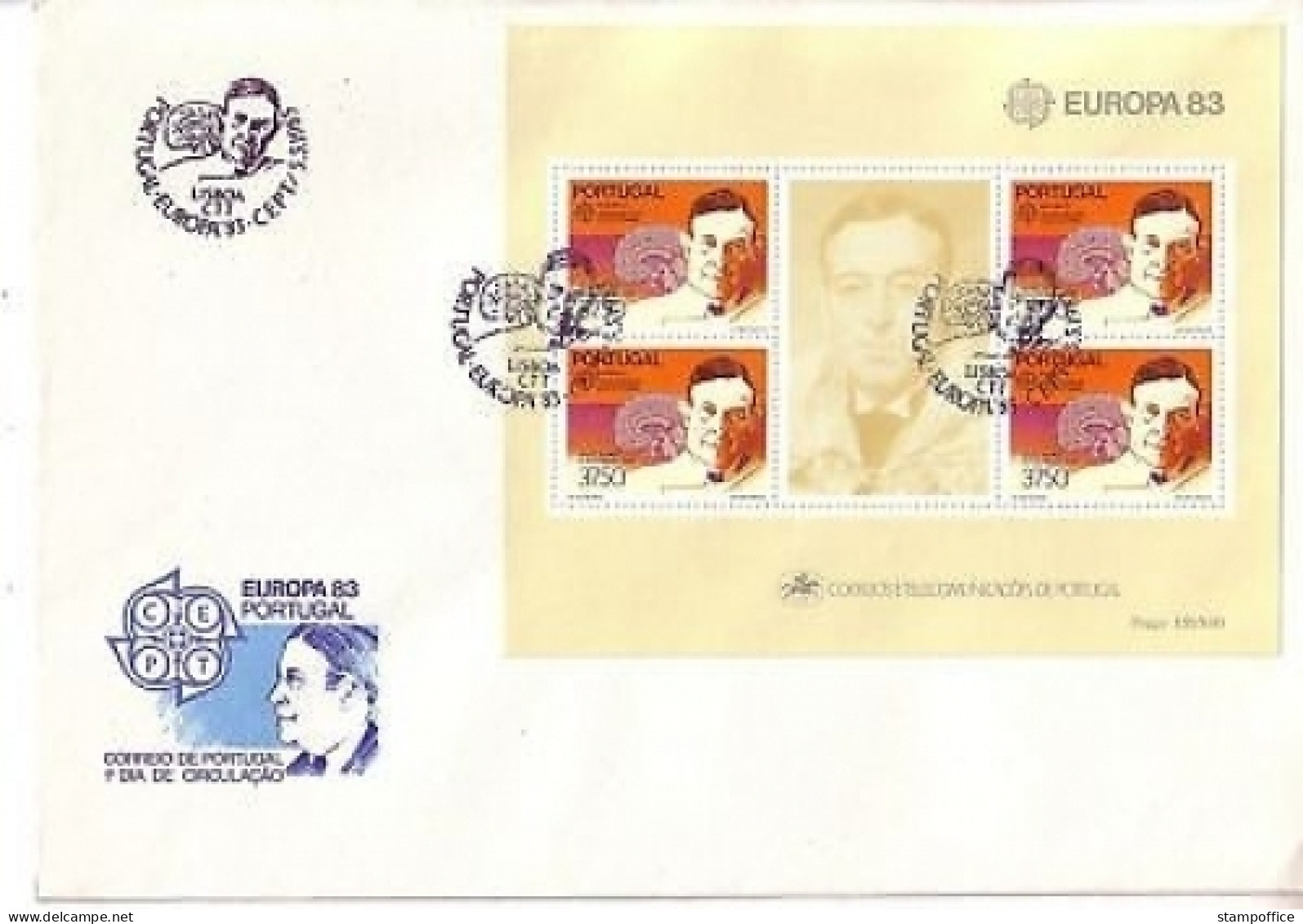 PORTUGAL BLOCK 40 FDC EUROPA 1983 GROSSE WERKE - 1983