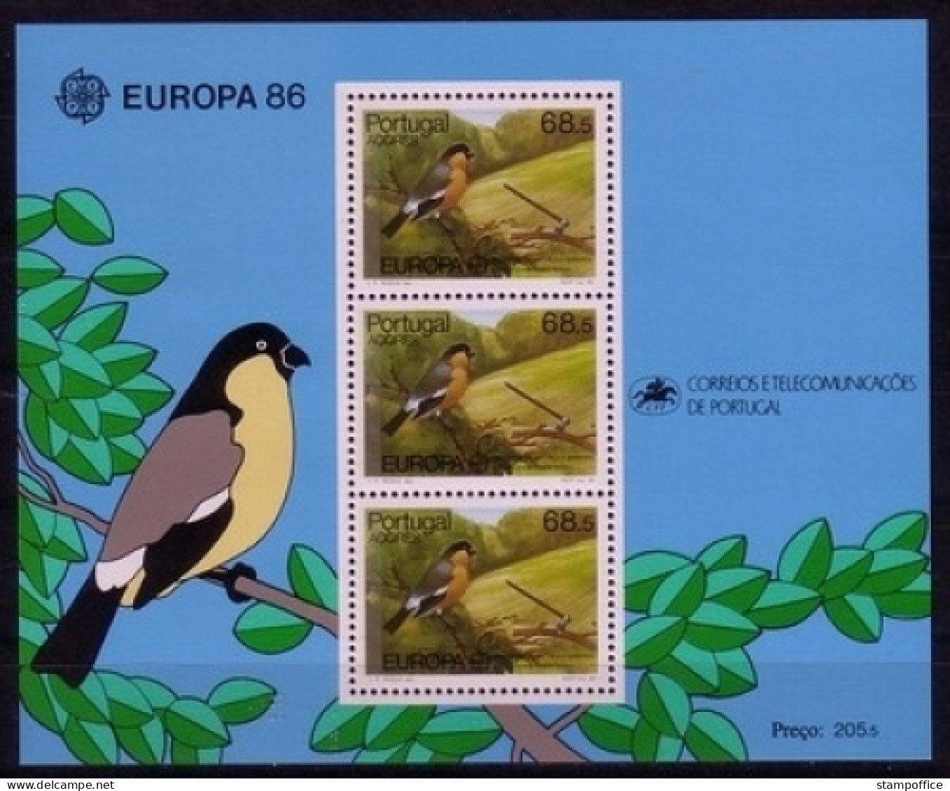 AZOREN BLOCK 7 POSTFRISCH(MINT) EUROPA 1986 NATUR- Und UMWELTSCHUTZ VOGEL AZORENGIMPEL - 1986