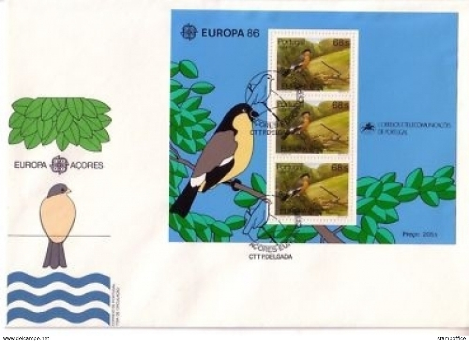 AZOREN BLOCK 7 FDC EUROPA 1986 NATUR- Und UMWELTSCHUTZ AZORENGIMPEL - 1986