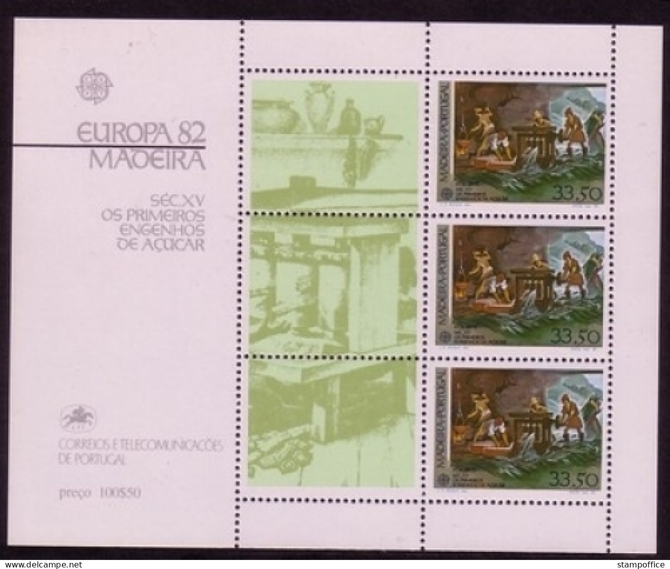 MADEIRA BLOCK 3 POSTFRISCH EUROPA 1982 HISTORISCHE EREIGNISSE 1. ZUCKERMÜHLE - 1982