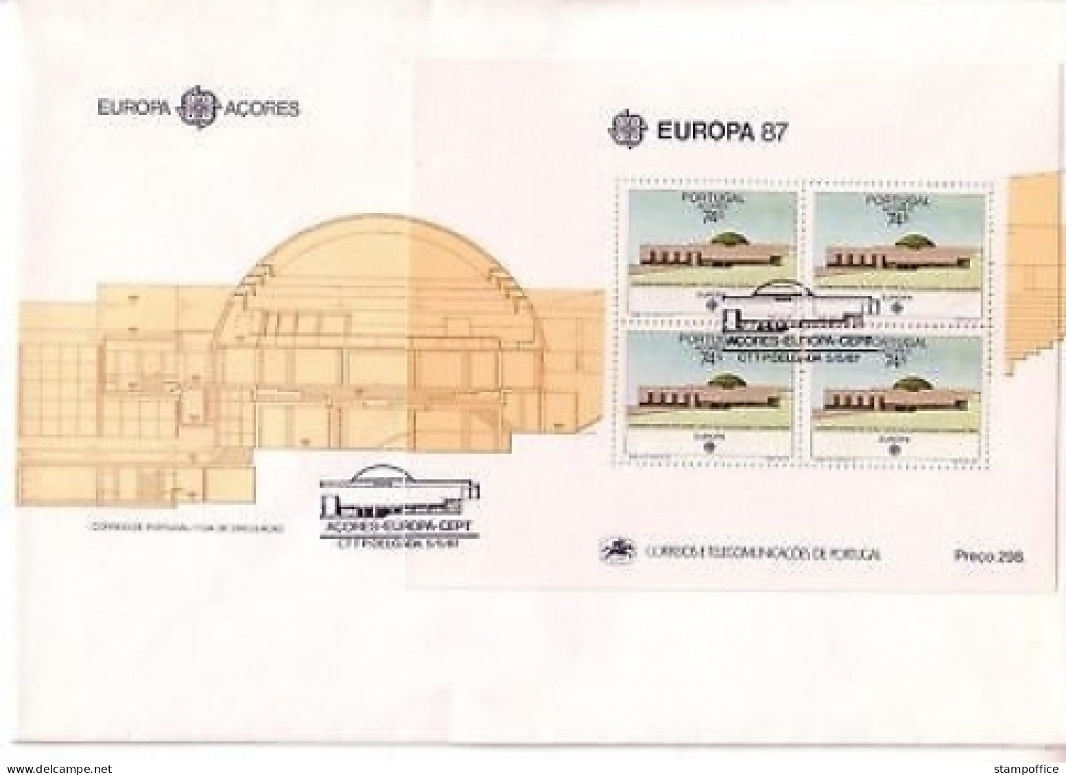 AZOREN BLOCK 8 FDC EUROPA 1987 MODERNE ARCHITEKTUR - 1987