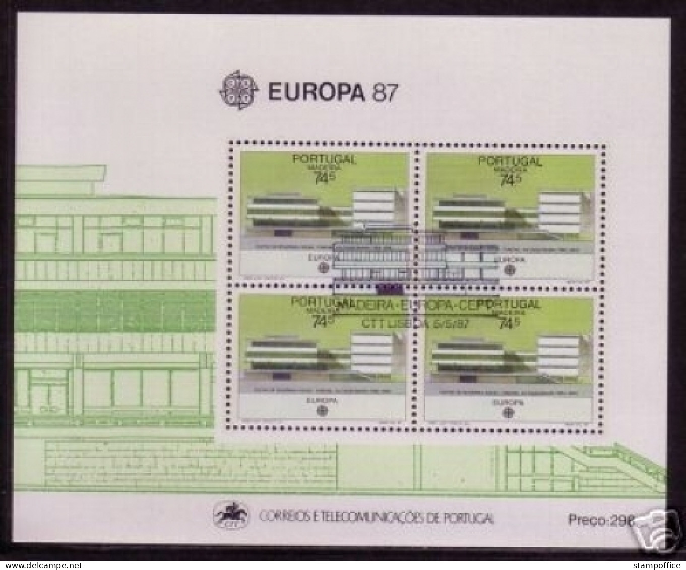 MADEIRA BLOCK 8 GESTEMPELT(USED) EUROPA 1987 MODERNE ARCHITEKTUR - 1987