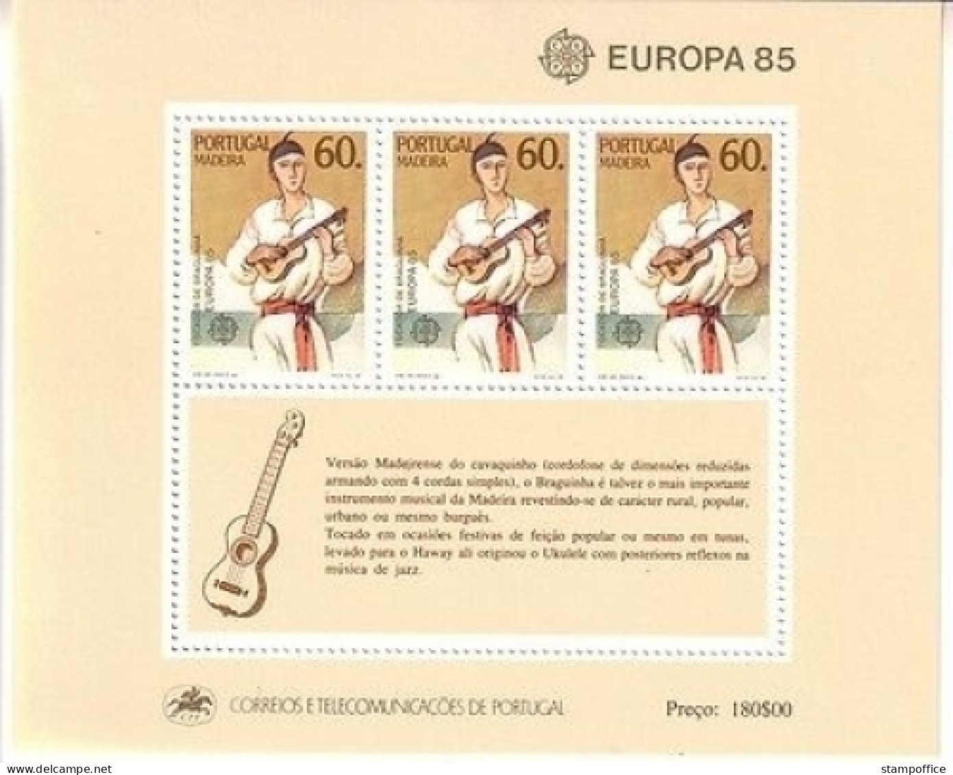 MADEIRA BLOCK 6 POSTFRISCH(MINT) EUROPA 1985 JAHR DER MUSIK - 1985