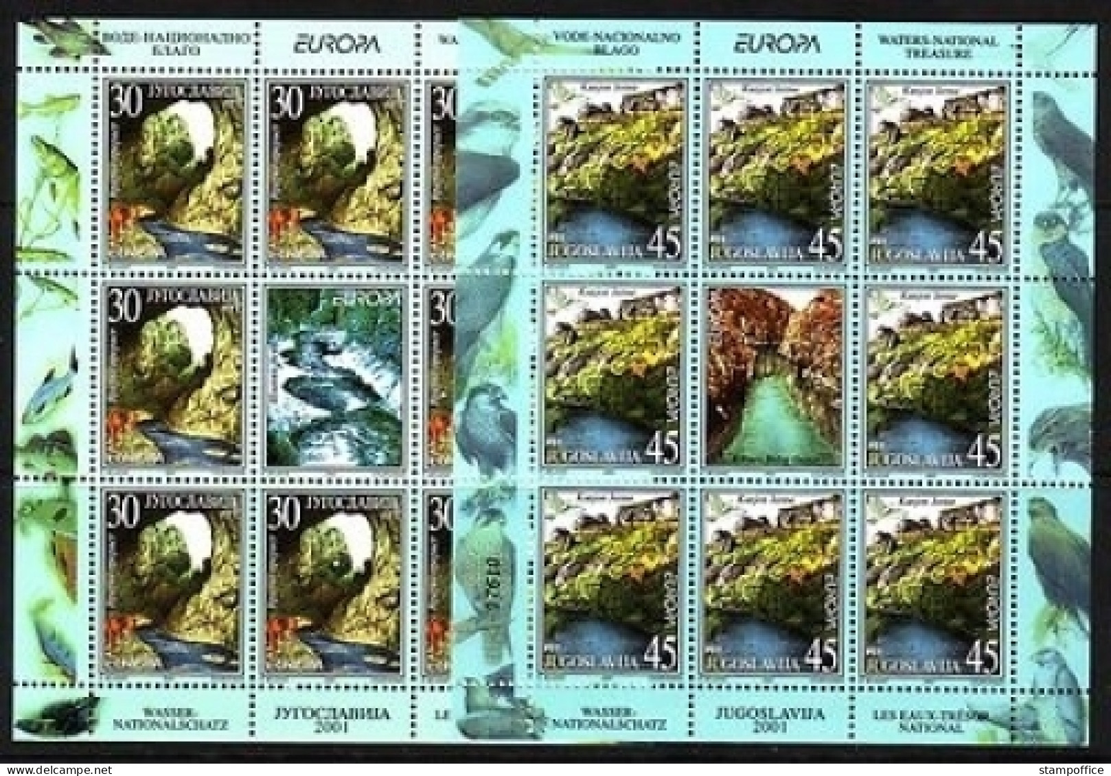 JUGOSLAWIEN MI-NR. 3031-3032 POSTFRISCH(MINT) KLEINBOGENSATZ EUROPA 2001 WASSER - 2001