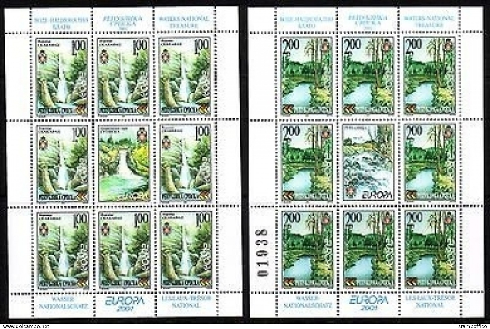 BOSNIEN-HERZEGOWINA(SERB.) MI-NR. 200-201 A POSTFRISCH(MINT) KLEINBOGENSATZ EUROPA 2001 WASSER - 2001