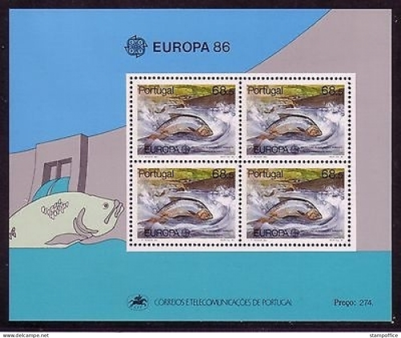 PORTUGAL BLOCK 50 POSTFRISCH(MINT) EUROPA CEPT 1986 FISCHE UMWELTSCHUTZ - 1986