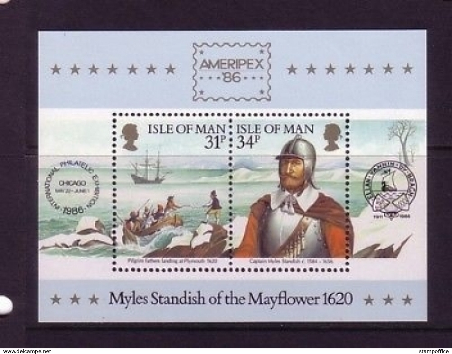 ISLE OF MAN BLOCK 8 POSTFRISCH(MINT) SCHIFFE "MAYFLOWER" 1986 - Isola Di Man