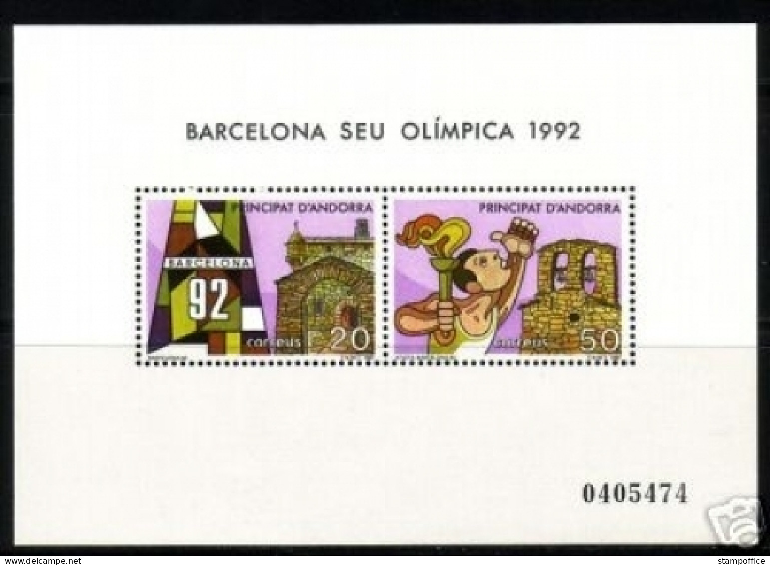 ANDORRA SPANISCH BLOCK 2 POSTFRISCH OLYMPIADE BARCELONA 1992 - Nuevos