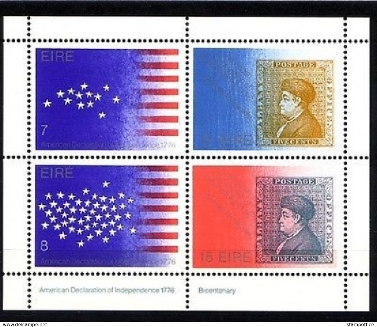 IRLAND BLOCK 2 POSTFRISCH(MINT) 200 JAHRE UNABHÄNGIGKEIT USA - Hojas Y Bloques