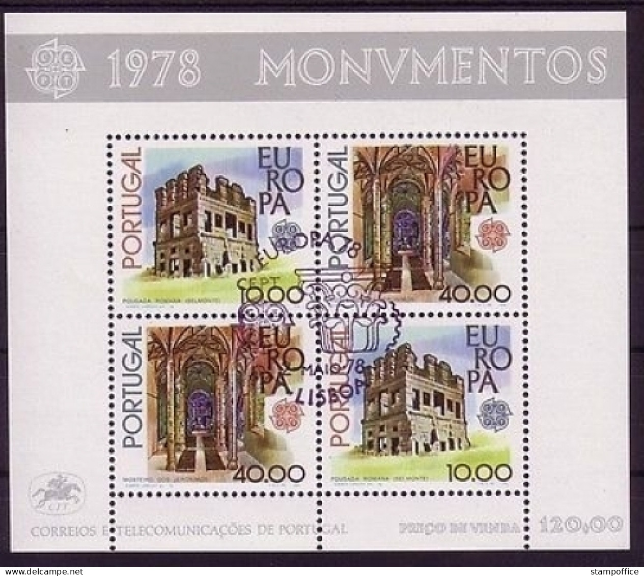 PORTUGAL BLOCK 23 GESTEMPELT(USED) EUROPA 1978 BAUDENKMÄLER BURG KLOSTER - 1978