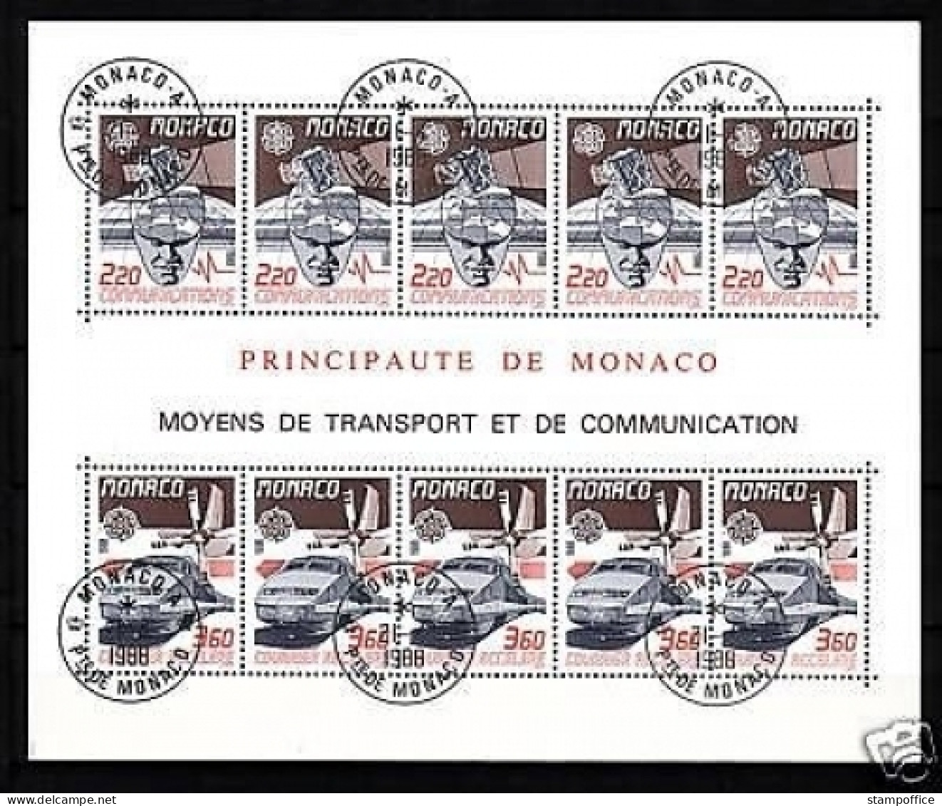 MONACO BLOCK 39 GESTEMPELT(USED) EUROPA 1988 TRANSPORTMITTEL EISENBAHN - 1988