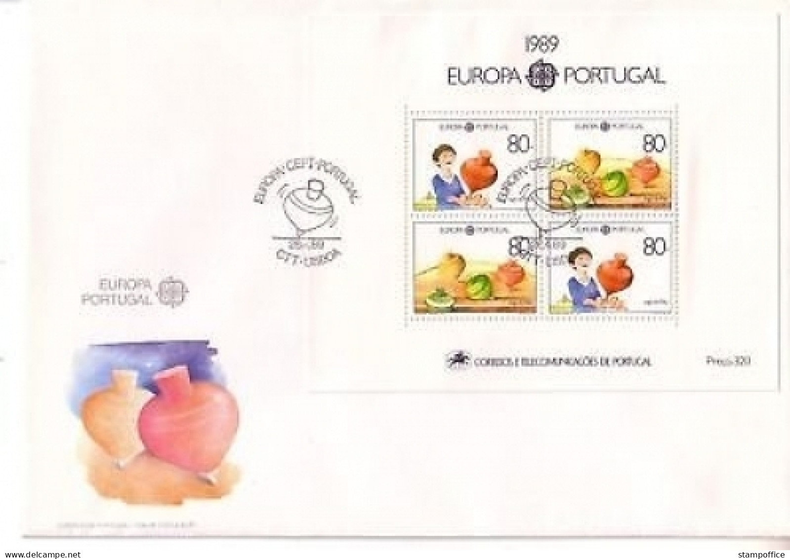 PORTUGAL BLOCK 64 FDC EUROPA 1989 KINDERSPIELE - 1989