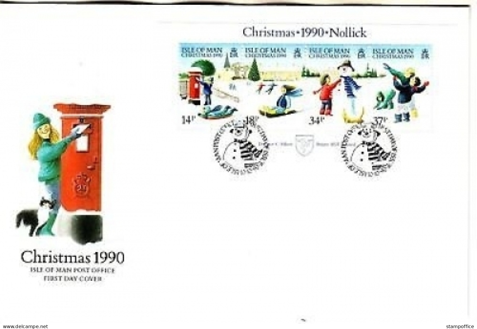 ISLE OF MAN BLOCK 14 FDC WEIHNACHTEN 1990 - Weihnachten