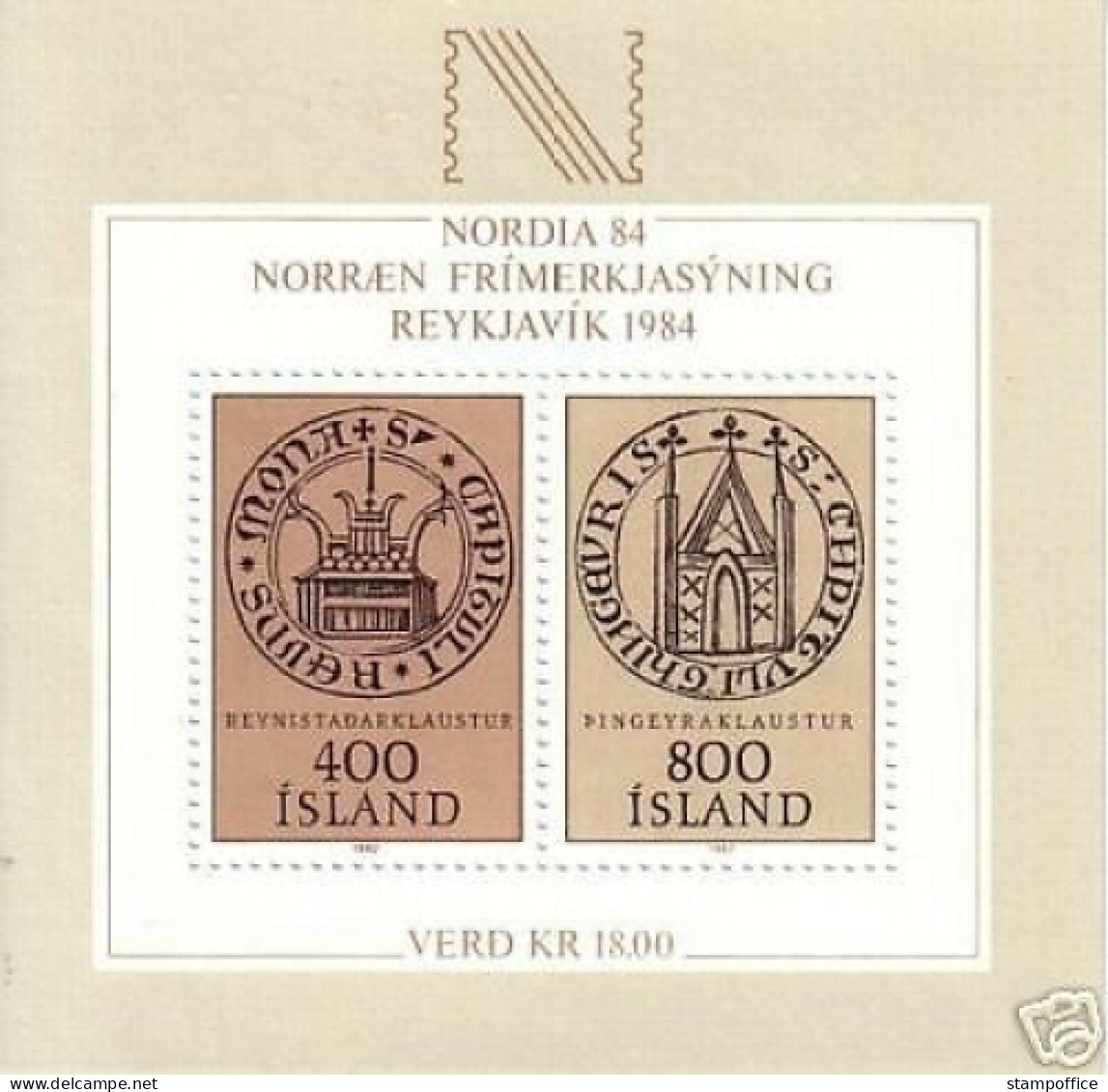 ISLAND BLOCK 4 POSTFRISCH(MINT) KLOSTERSIEGEL NORDIA`84 - Blocchi & Foglietti