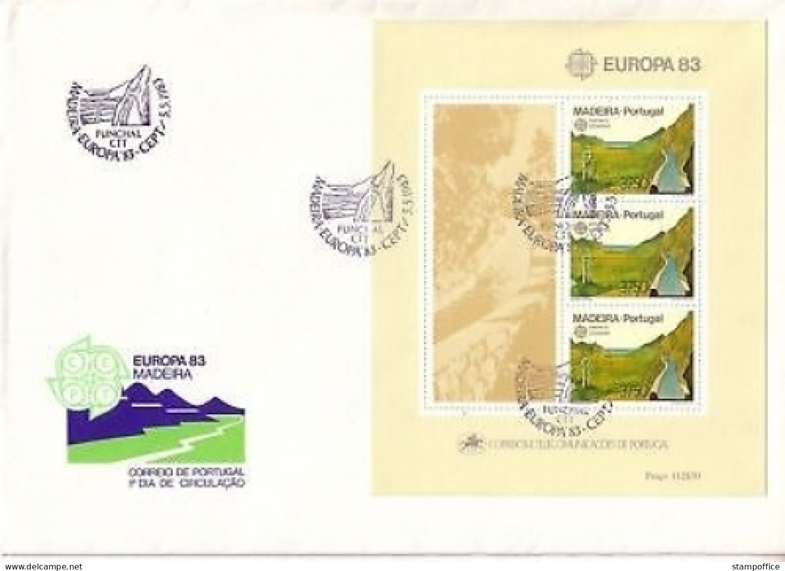 MADEIRA BLOCK 4 FDC EUROPA 1983 GROSSE WERKE LEVADAS (BEWÄSSERUNGSKANÄLE) - 1983