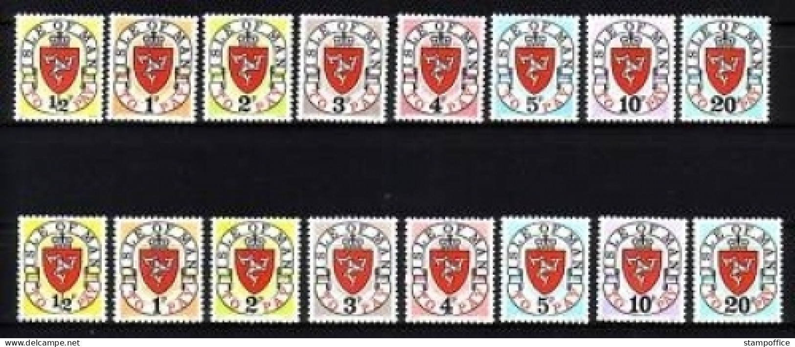 ISLE OF MAN PORTOMARKEN 1-8 I + II POSTFRISCH(MINT) LANDESWAPPEN - Francobolli