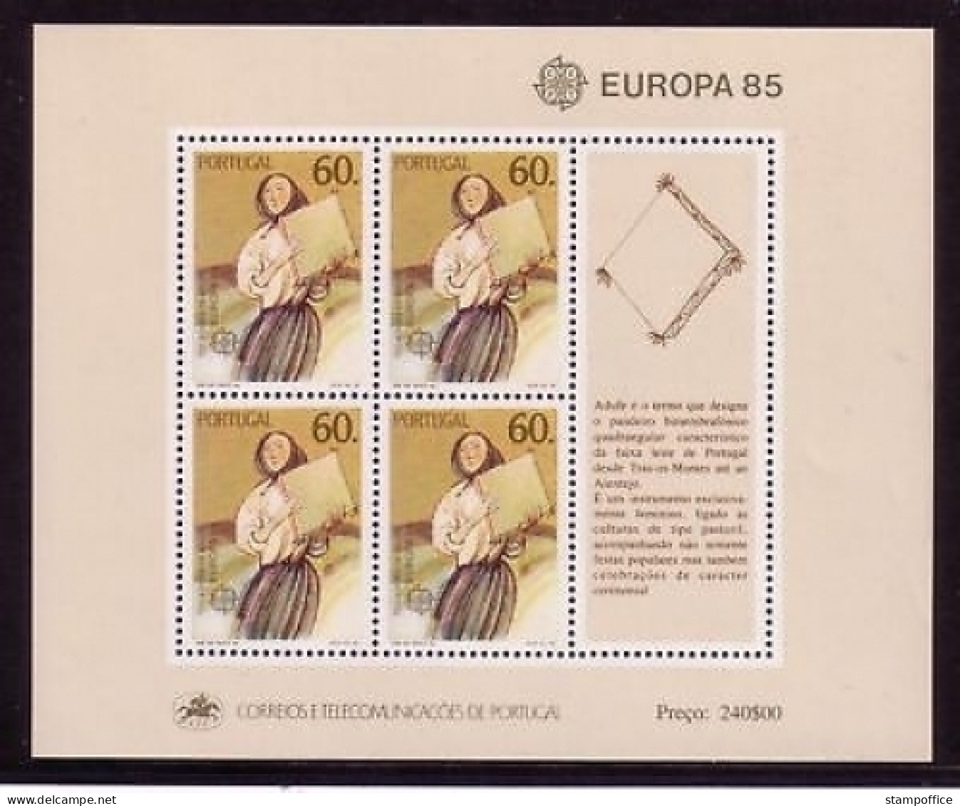 PORTUGAL BLOCK 47 POSTFRISCH(MINT) EUROPA 1985 JAHR DER MUSIK - 1985