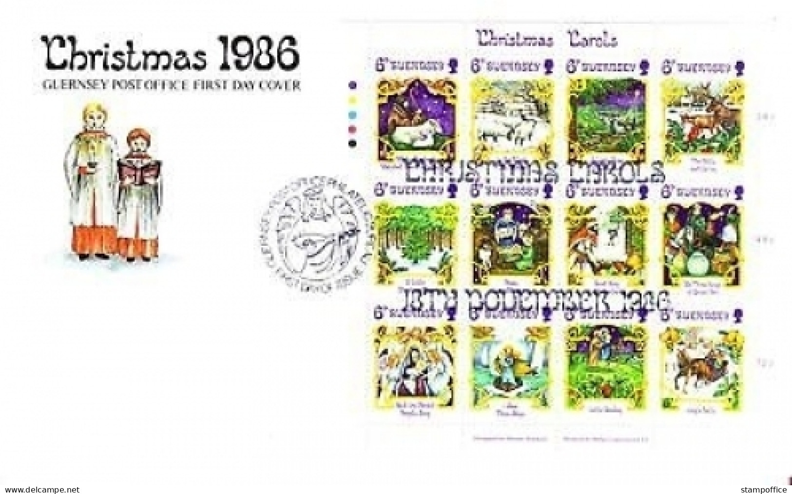 GUERNSEY MI-NR. 373-384 FDC WEIHNACHTEN 1986 LIEDER - Weihnachten