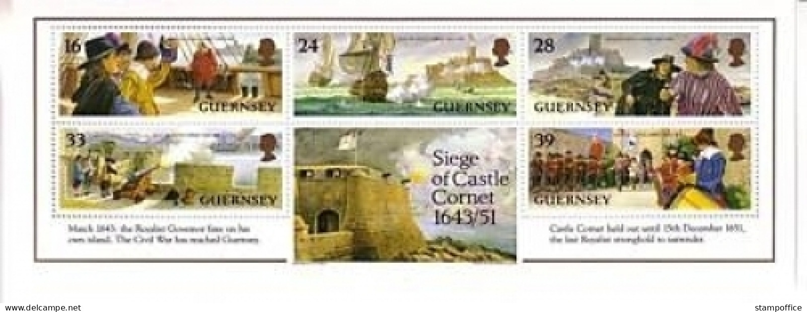 GUERNSEY BLOCK 10 POSTFRISCH(MINT) BELAGERUNG VON SCHLOSS CORNET SCHIFFE 1993 - Guernsey
