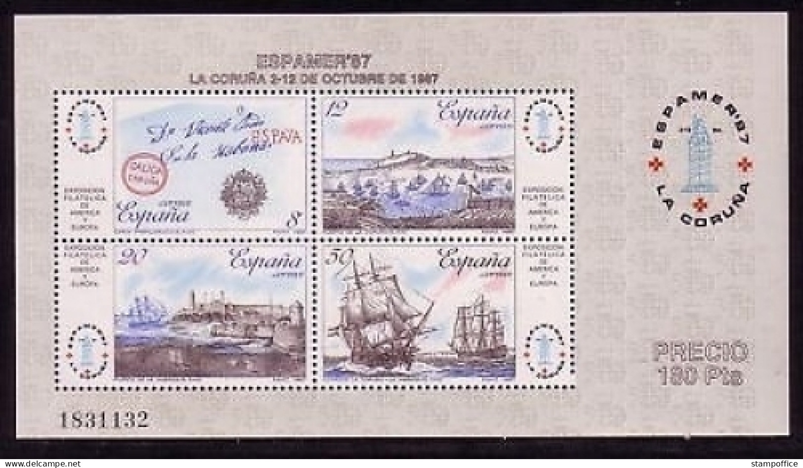 SPANIEN BLOCK 30 POSTFRISCH ESPAMER '87 LA CORUNA HAFEN - SCHIFFE - Blocs & Feuillets